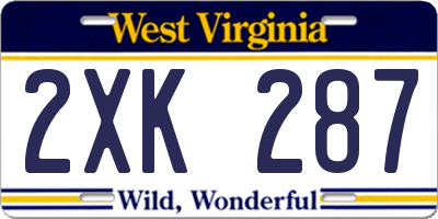WV license plate 2XK287