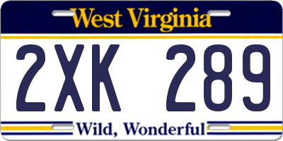 WV license plate 2XK289