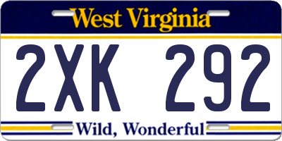 WV license plate 2XK292