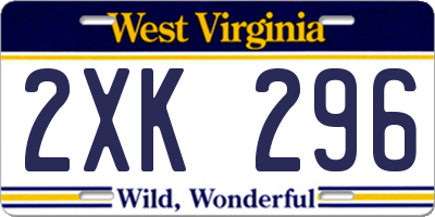 WV license plate 2XK296