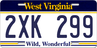 WV license plate 2XK299
