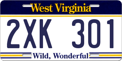 WV license plate 2XK301
