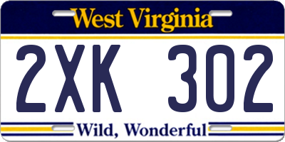 WV license plate 2XK302