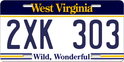 WV license plate 2XK303