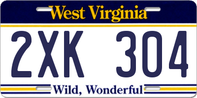 WV license plate 2XK304