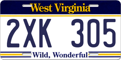 WV license plate 2XK305
