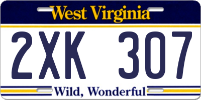 WV license plate 2XK307