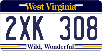 WV license plate 2XK308