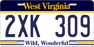 WV license plate 2XK309
