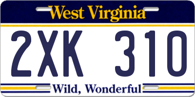 WV license plate 2XK310
