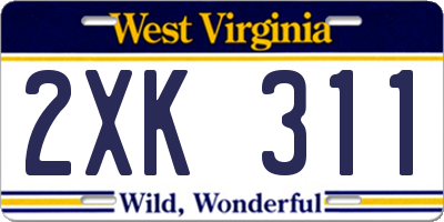 WV license plate 2XK311