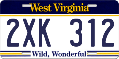 WV license plate 2XK312