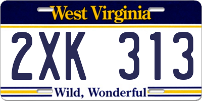 WV license plate 2XK313