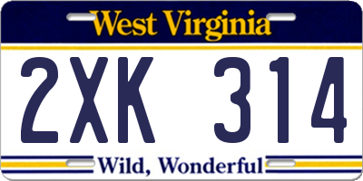 WV license plate 2XK314