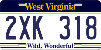 WV license plate 2XK318
