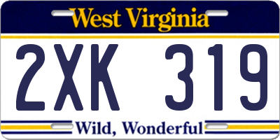 WV license plate 2XK319