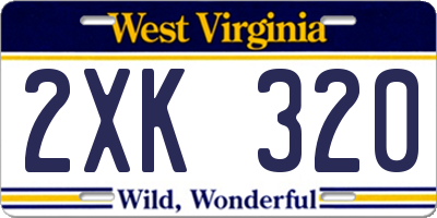 WV license plate 2XK320