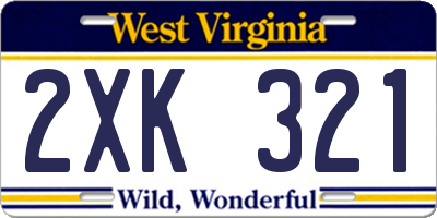WV license plate 2XK321
