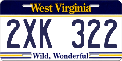 WV license plate 2XK322