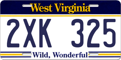 WV license plate 2XK325