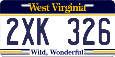 WV license plate 2XK326