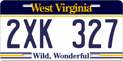 WV license plate 2XK327