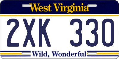 WV license plate 2XK330