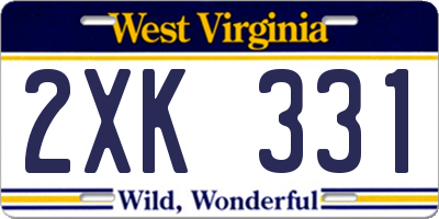 WV license plate 2XK331