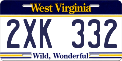 WV license plate 2XK332
