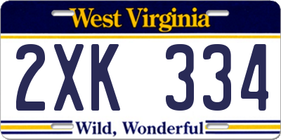 WV license plate 2XK334