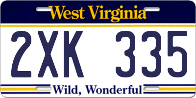 WV license plate 2XK335