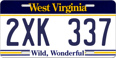 WV license plate 2XK337