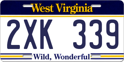 WV license plate 2XK339