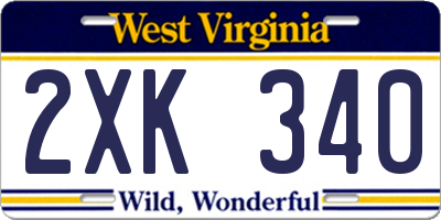 WV license plate 2XK340