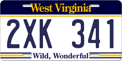 WV license plate 2XK341