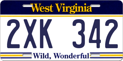 WV license plate 2XK342