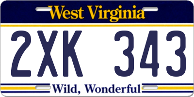 WV license plate 2XK343