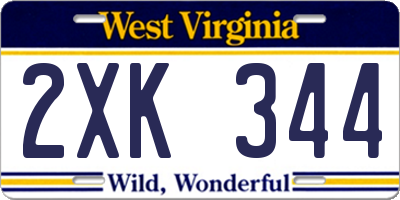 WV license plate 2XK344