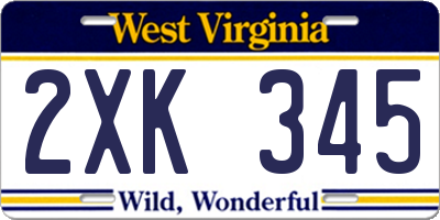 WV license plate 2XK345