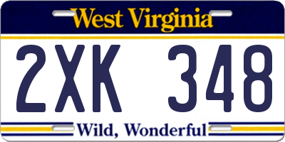 WV license plate 2XK348