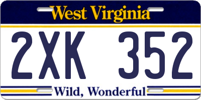 WV license plate 2XK352