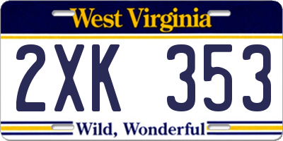 WV license plate 2XK353