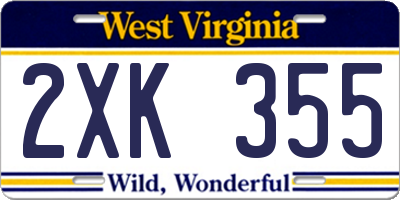 WV license plate 2XK355