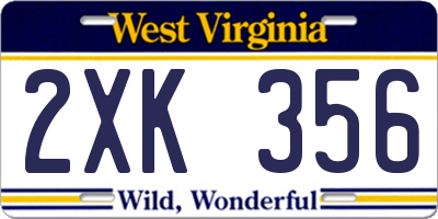 WV license plate 2XK356