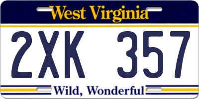 WV license plate 2XK357