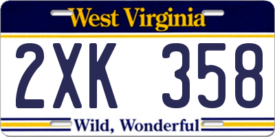 WV license plate 2XK358