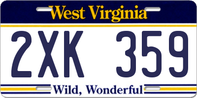 WV license plate 2XK359