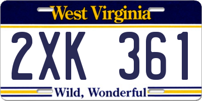 WV license plate 2XK361