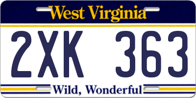 WV license plate 2XK363