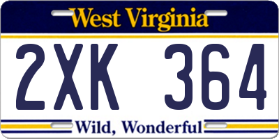 WV license plate 2XK364